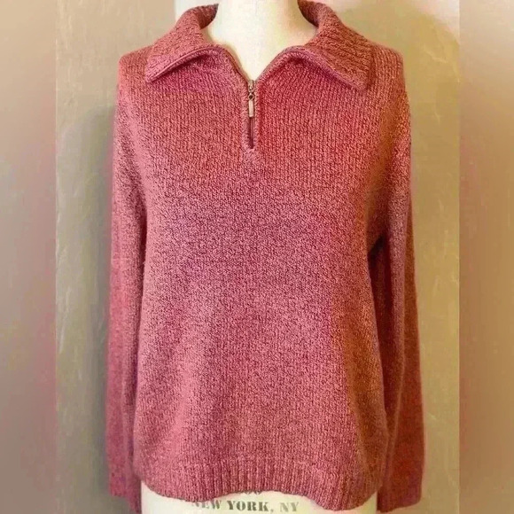 Pink‎ Mock-Neck Quarter-Zip Sweater Sz XL - Picture 2 of 9